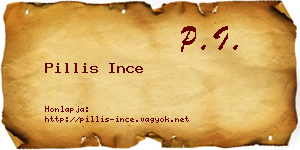 Pillis Ince névjegykártya
